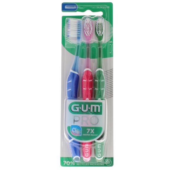 Brosse à dents medium PRO Gum - lot de 3 brosses à dents