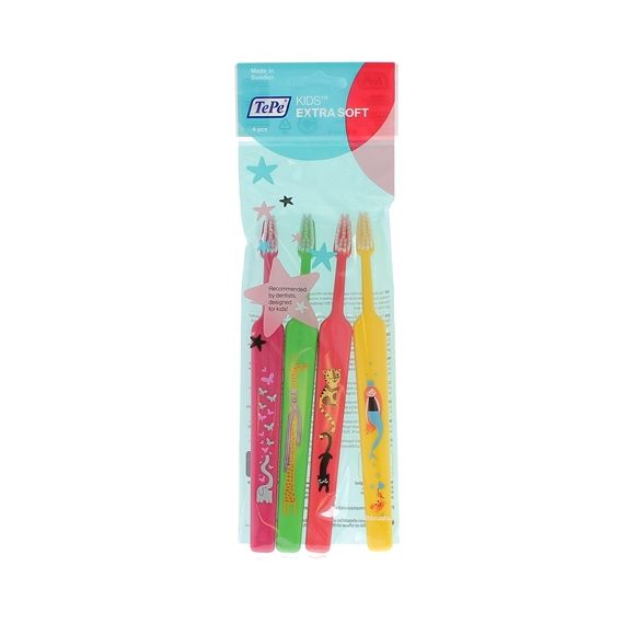 Brosses à dents kids extra-souples TePe - lot de 4 brosses à dents