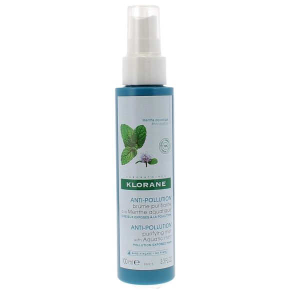 Brume Purifiante Anti-Pollution Menthe Aquatique Klorane - spray de 100 ml
