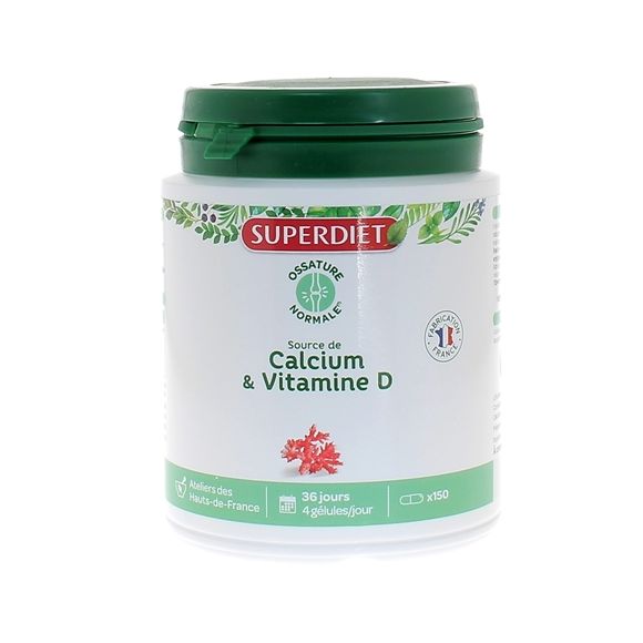 Calcium + vitamine D Super Diet - 150 gélules