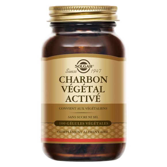 Charbon Végétal Activé Solgar - boîte de 100 gélules