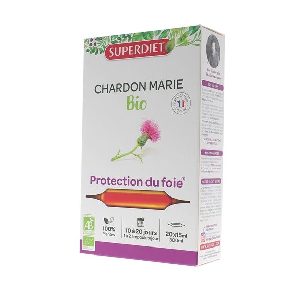 Chardon marie bio Super Diet - 20 ampoules de 15 ml