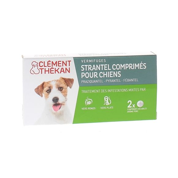 Strantel vermifuges comprimés pour chiens arôme porc Clément Thékan - boite de 2 comprimés sécables