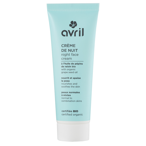 Crème de nuit peaux normales et mixtes bio Avril - tube 50 ml