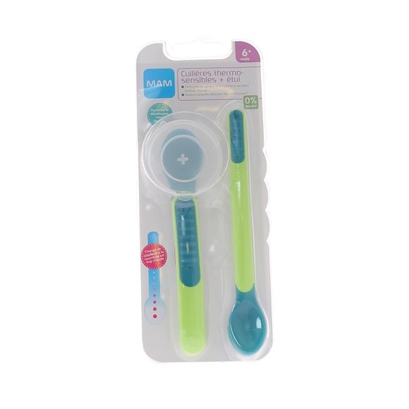 Cuillères thermosensibles 6 mois + Mam - 2 cuillères + étui