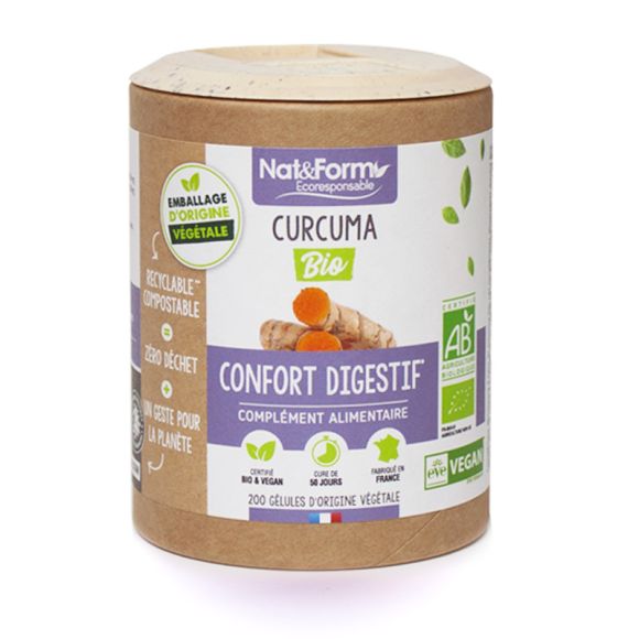 Curcuma confort digestif bio Nat&Form - boite de 200 gélules