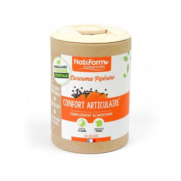Curcuma Pipérine Ecoresponsable Nat&Form - boite de 60 gélules