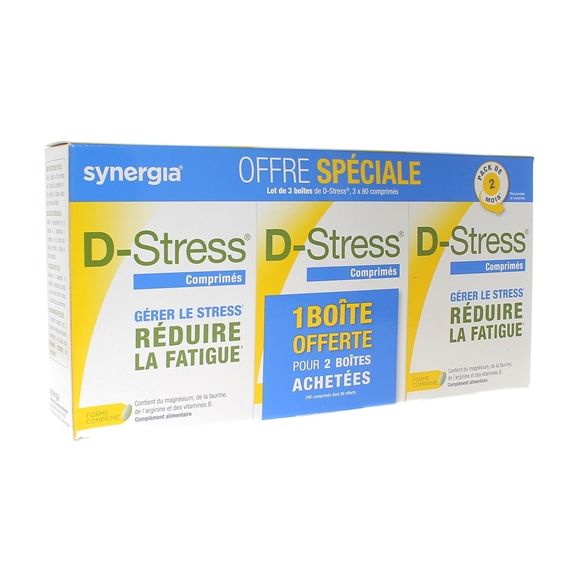 D-Stress Synergia - offre spéciale lot de 3 boîtes de 80 comprimés (1 boîte offerte)