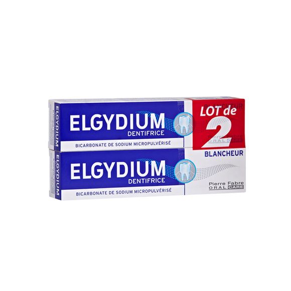 Dentifrice blancheur Elgydium - lot de 2 tubes de 75 ml