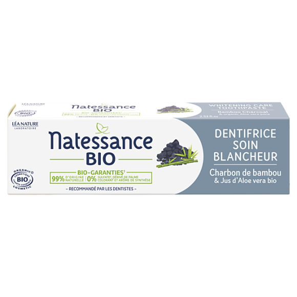 Dentifrice soin blancheur bio Natessance - tube de 75ml