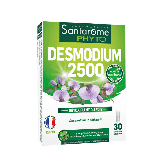 Desmodium 2500 Détoxifiant du foie Santarôme Phyto - boîte de 30 gélules