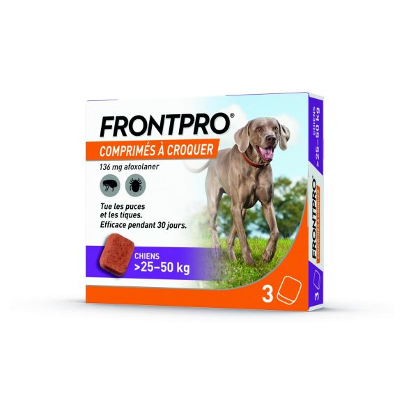 Frontpro comprimé anti puces chien >25-50kg - boîte de 3 comprimés à croquer