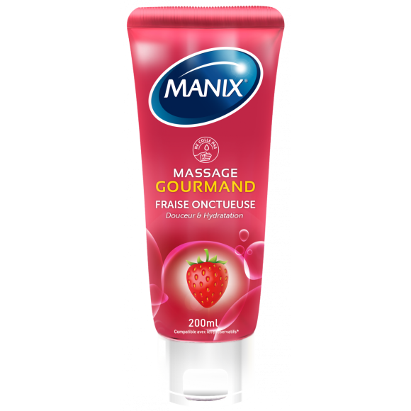 Gel de massage comestible fraise Manix - tube de 200ml