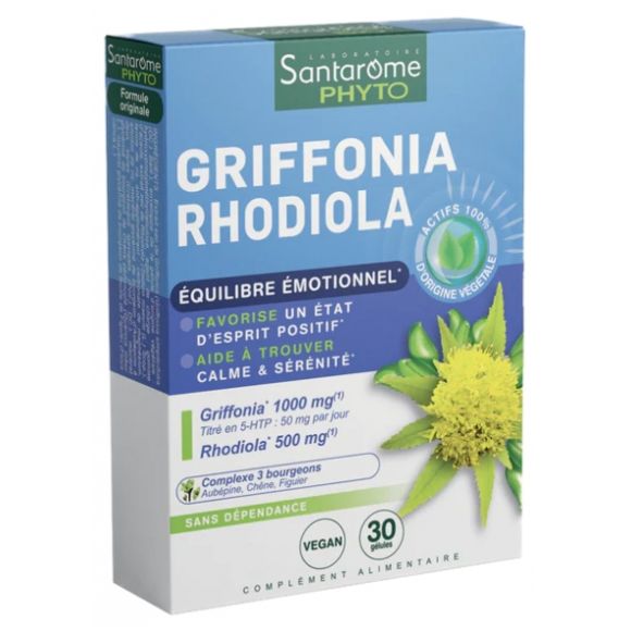 Griffonia Rhodiola Santarome - boîte de 30 gélules
