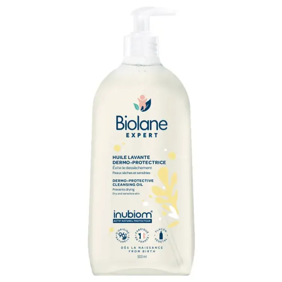 Huile lavante dermo-protectrice Biolane - flacon-pompe de 500ml