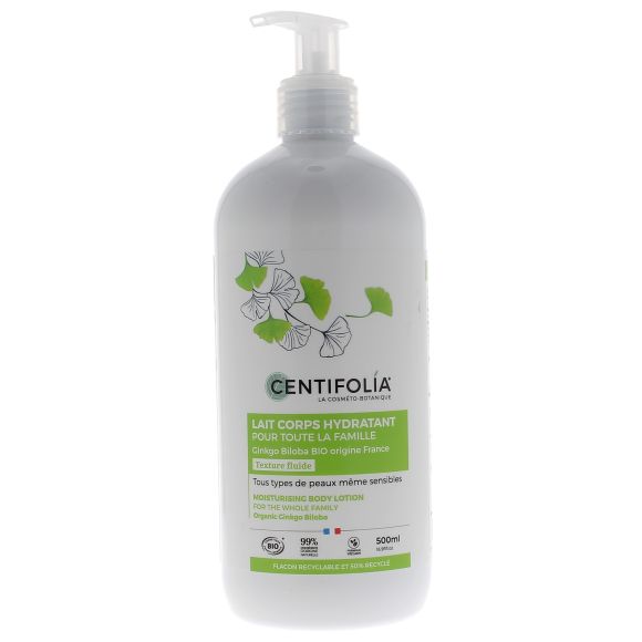 Lait corps hydratant pour toute la famille bio Centifolia - flacon-pompe de 500 ml