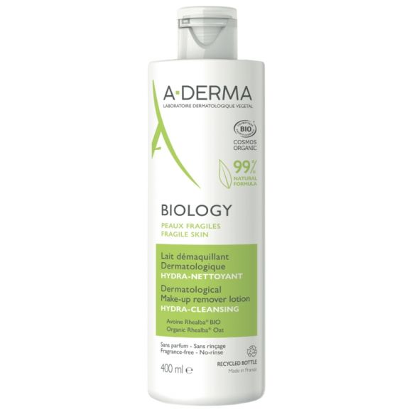 Biology Lait démaquillant Hydra-Nettoyant A-Derma - flacon de 400ml