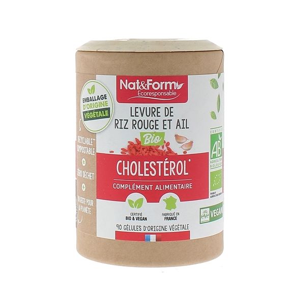 Levure de riz rouge & ail bio Cholestérol Nat&Form - pot de 90 gélules