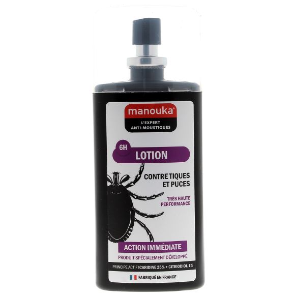 Lotion contre tiques et puces 6h d'efficacité Manouka - spray de 75 ml