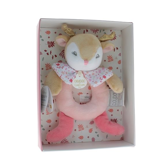 Mini doudou renne hochet Doudou et compagnie - boîte avec doudou de 20 cm