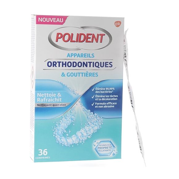 Polident nettoyant appareil orthodontique gouttière - boite de 36 comprimés