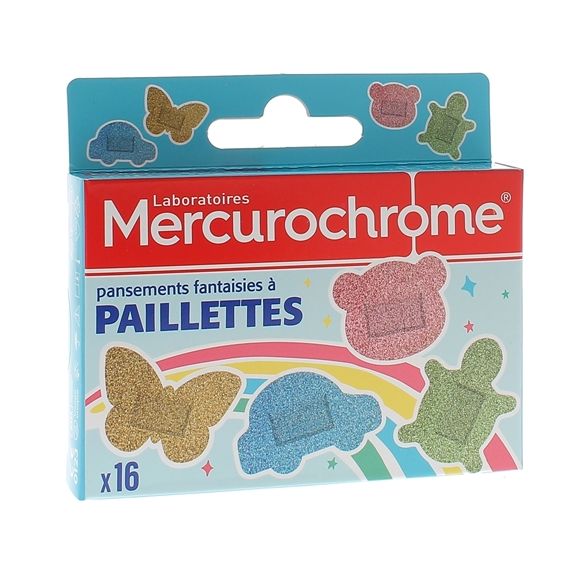 Pansements fantaisies à paillettes Mercurochrome - boîte de 16 pansements