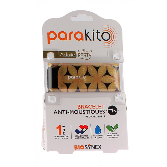 Party Edition Bracelet anti-moustiques adultes Parakito - 1 bracelet + 2 recharges