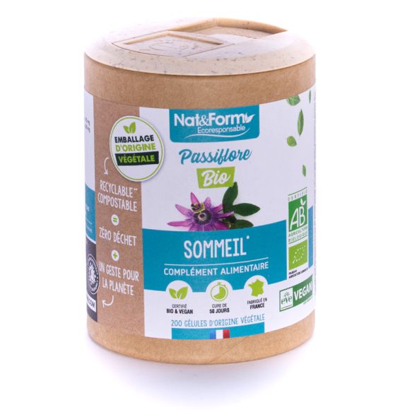 Passiflore bio Sommeil Nat&Form - boite de 200 gélules