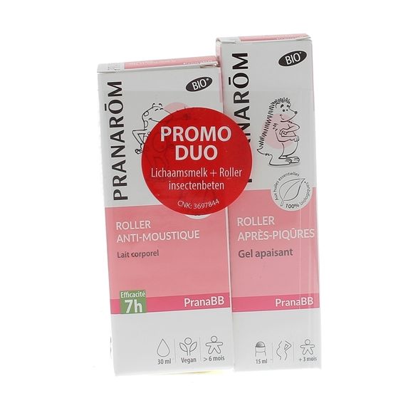 Pranabb Roller anti-moustiques bio + Roller après-piqûres bio Pranarôm - lot de 2 rollers