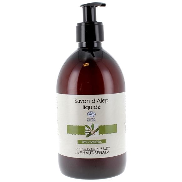 Savon d'Alep liquide peaux normales à sensibles Laboratoire Haut-Ségala - Flacon à pompe de 500 ml