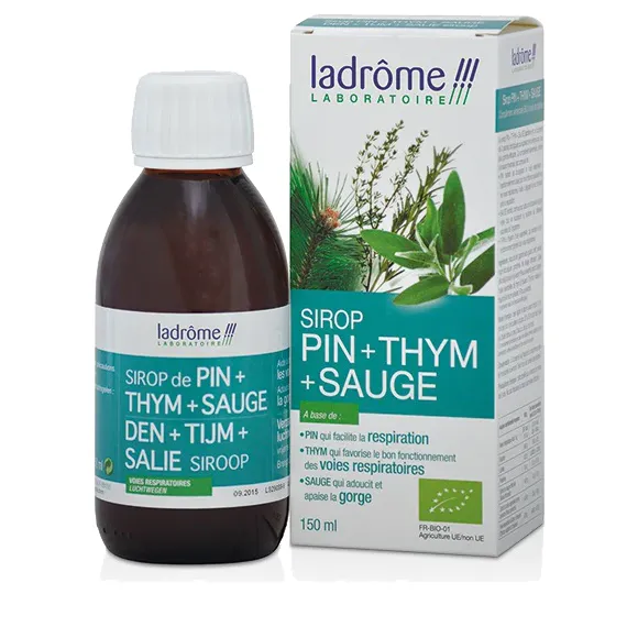 Sirop de pin thym et sauge bio Ladrôme - flacon de 150ml