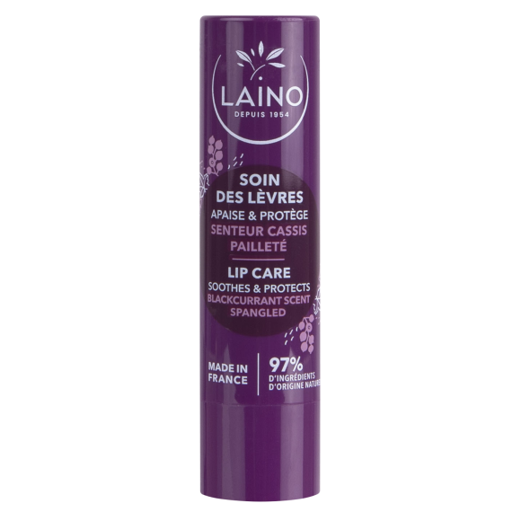 Soin des lèvres pailleté parfum cassis Laino - stick de 4 g