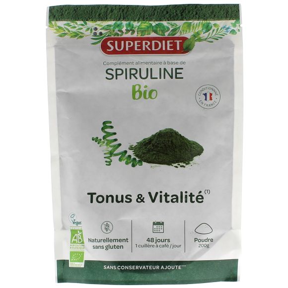 Spiruline bio poudre SuperDiet - sachet de 200g