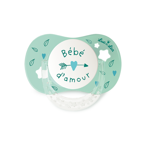 Sucette silicone anatomique avec anneau 6-18 mois Luc et Léa - une sucette