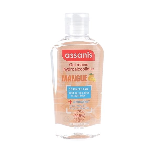 Gel mains hydroalcoolique pocket parfum Mangue Assanis - flacon 80ml