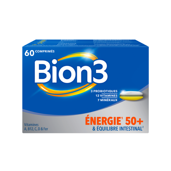 Bion 3 Energie 50+ et équilibre intestinal - boite de 60 comprimés