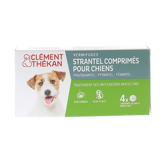 Strantel vermifuges comprimés pour chiens arôme porc Clément Thékan - boite de 4 comprimés sécables