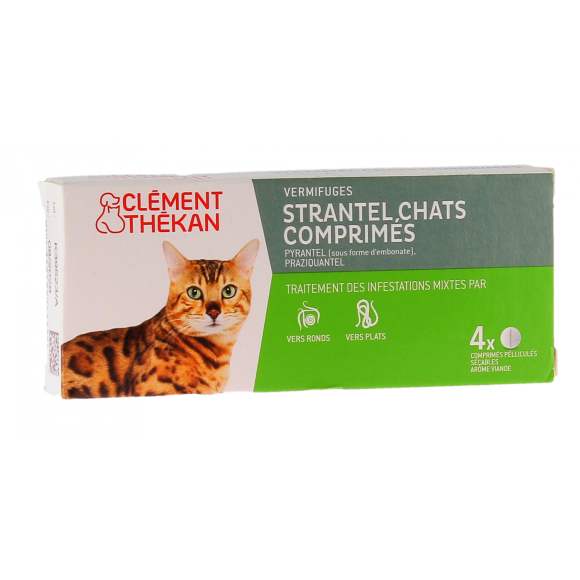 Strantel chats comprimé Clément Thékan - boite de 4 comprimés