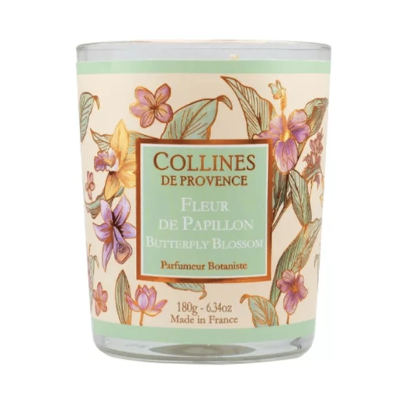 Bougie parfumée fleur de papillon Collines de Provence - Pot de 180g