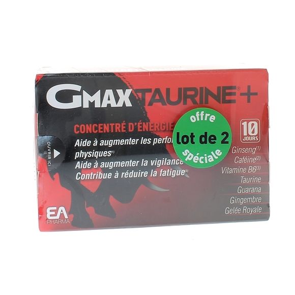 Gmax taurine + concentré d'énergie Eafit - 2 boites de 30 ampoules