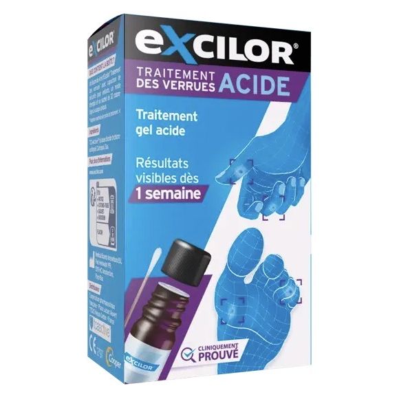 Traitement des verrues gel acide mains et pieds Excilor - flacon de 4ml