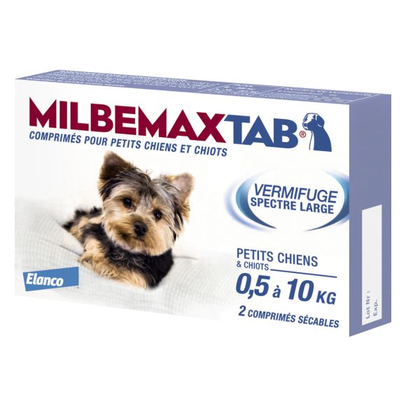 Milbemaxtab comprimé pour petits chiens et chiots - boite de 2 comprimés