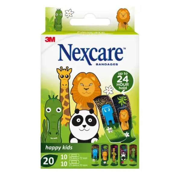 Happy kids animaux pansements Nexcare - boite de 20 pansements
