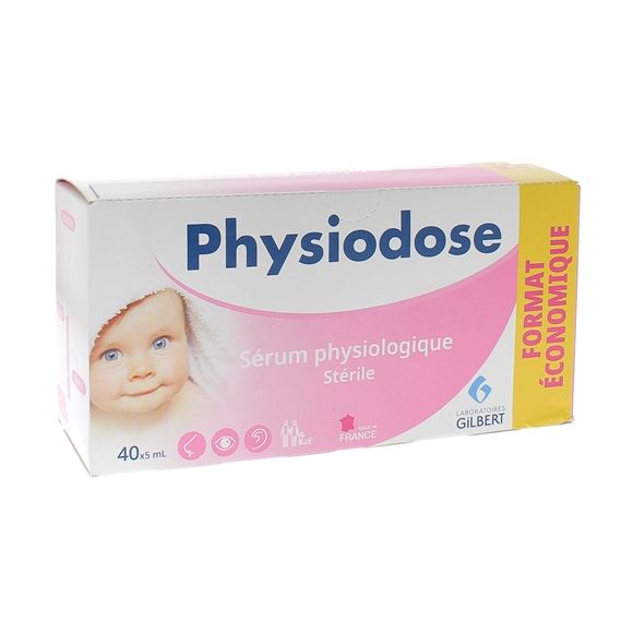 Physiodose sérum physiologique stérile Gilbert - boite de 40 unidoses de 5 ml