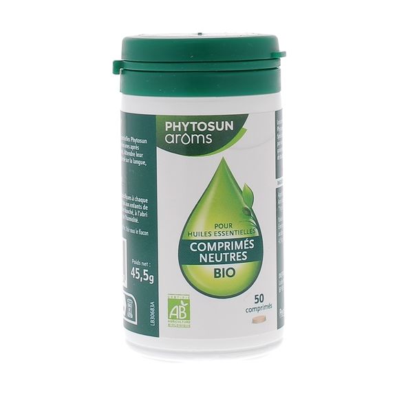 Comprimés neutres bio pour huiles essentielles Phytosun arôms - boîte de 50 comprimés